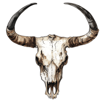 Bull Skull with Large Horns png
