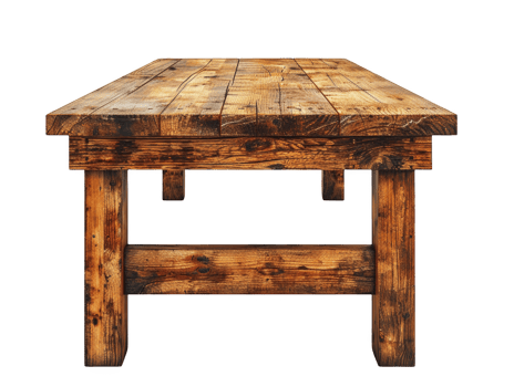 Wooden table on transparent background png