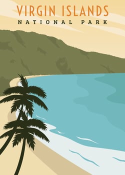 virgin islands national park poster vintage illustration design. national park in america vintage poster design vector