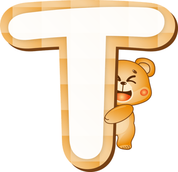 Cute Teddy Bear Alphabet Letter T png