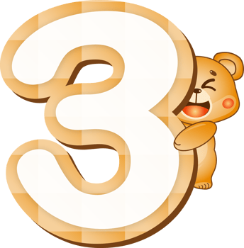 Cute Teddy Bear Alphabet Number 3 png