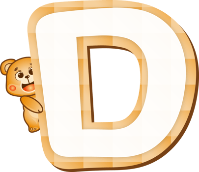 Cute Teddy Bear Alphabet Letter D png
