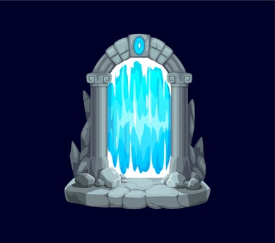Fantasy fairytale game magic portal door, vector