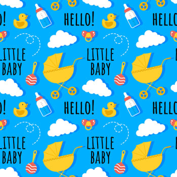 Baby Seamless Pattern Design, A Set of Simple Decorative Elements in a Hand Drawn on Style Cartoon Flat Illustration Template vector