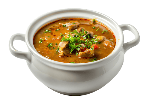 Soup in a ceramic bowl on a transparent background png