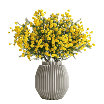yellow flowers in a vase on a transparent background. png