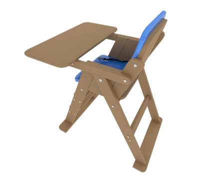 A 3d model of a wooden high chair png