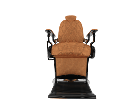 The barber chair is made of leather and has a black base png
