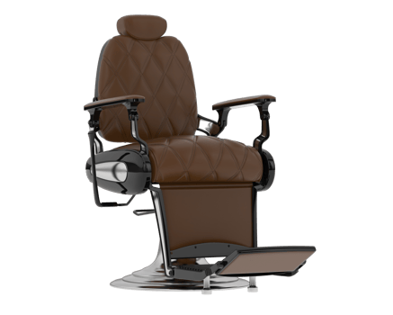 The barber chair is made from brown leather png