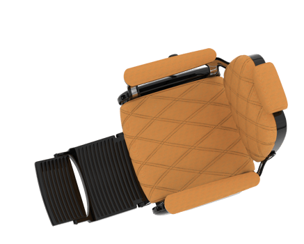 A seat with an orange cover and black seat png