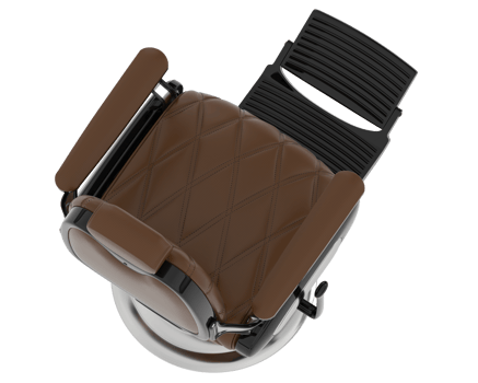A close up of a barber chair with a brown leather seat png