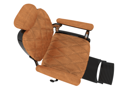 A tan leather chair with a black seat png