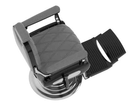 A barber chair with a black seat and a black arm rest png