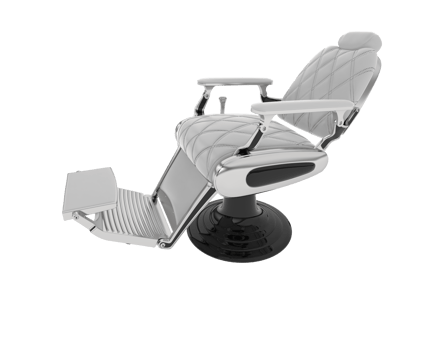 A barber chair with a foot rest on a black background png