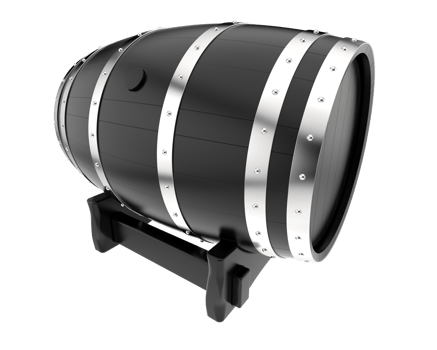 A black and white image of a wine barrel png