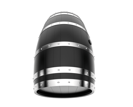 A black and white barrel with a silver trim png