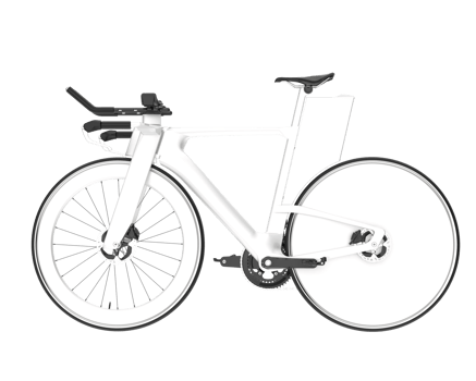 A white bicycle is shown against a black background png