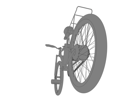 A bicycle is shown in black and white png