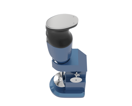A blue and white hand held device with a metal handle png
