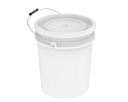 A white bucket with a handle on a black background png