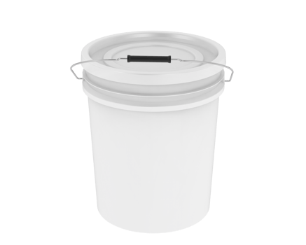 A white bucket with a lid on a black background png