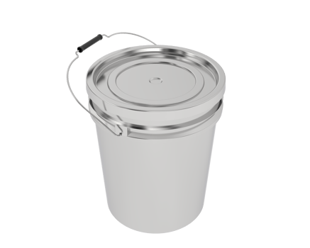 A metal bucket with a handle on a black background png