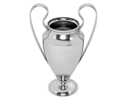 A silver trophy on a black background png