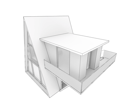 A3d model of a small house with a roof png