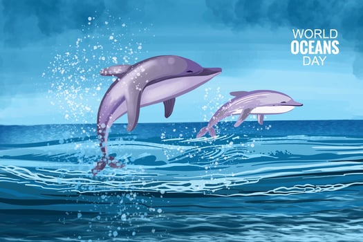 Happy world oceans day card background vector