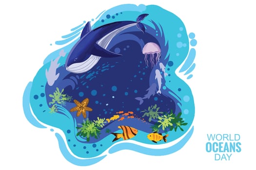 Happy world oceans day card background vector