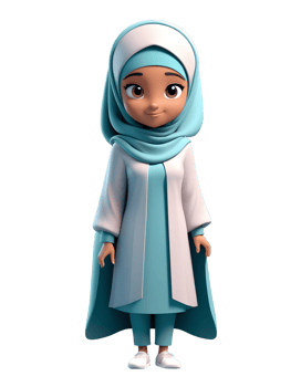 3d character of arab woman using robe and headscarf png
