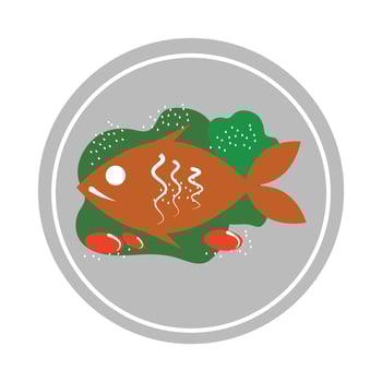 fish on plate vector
