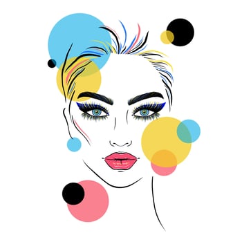 Poster with woman and circles vector