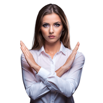 Serious businesswoman with crossed arms on transparent background png