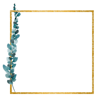 Gold Square Frame with a Green Leafy Plant png