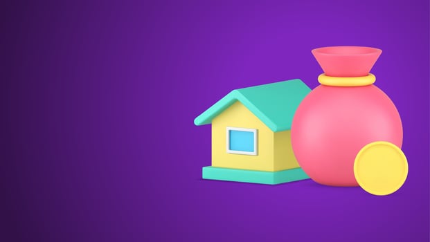 Mortgage buying house loan or cash money real estate financial investment realistic 3d icon vector