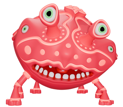 3D monster personage pink png