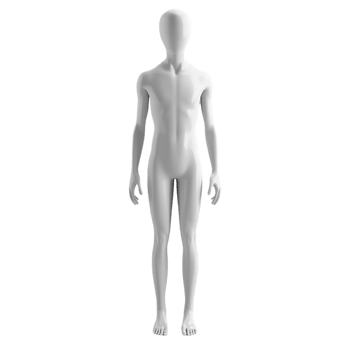 A mannequin in a white body suit standing on a transparent background. png