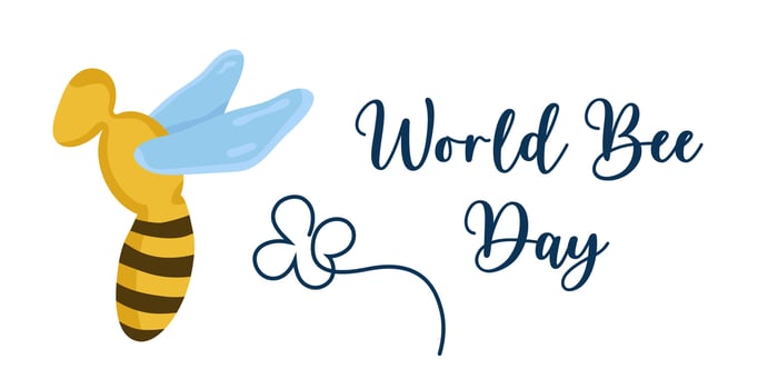 image of a bee. World Bee Day. illustration template for logo, banner, poster design vector