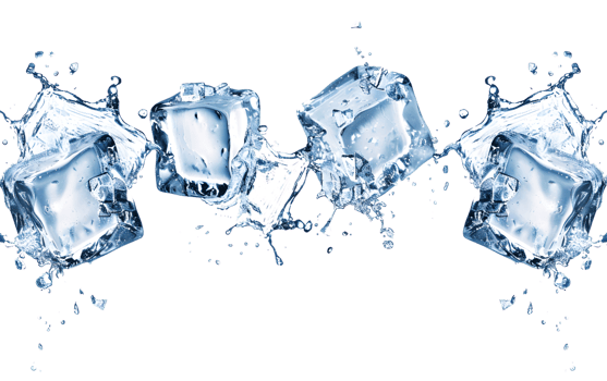 ice cube water splash on transparent background png