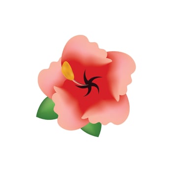 Beautiful flower emoji illustration in pink and red color. Pink flower isolated on white background. vector