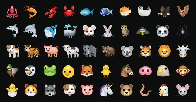 Animals emoji illustration set isolated on background. 3d illustration. vector
