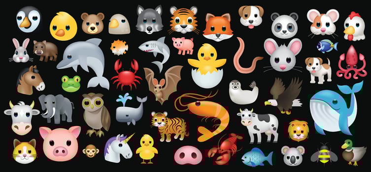 Animals emoji illustration set isolated on background. 3d illustration. vector