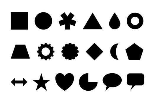 Bundle of various geometric shapes in black vector
