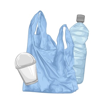 Illustration of plastic bag and plastic bottle vector