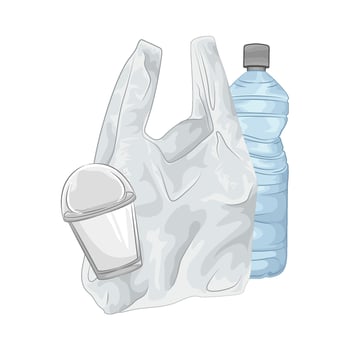 Illustration of plastic bag and plastic bottle vector