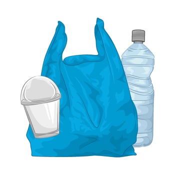Illustration of plastic bag and plastic bottle vector
