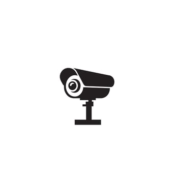 CC camera silhouette. CC TV camera logo, cc camera black icon. vector