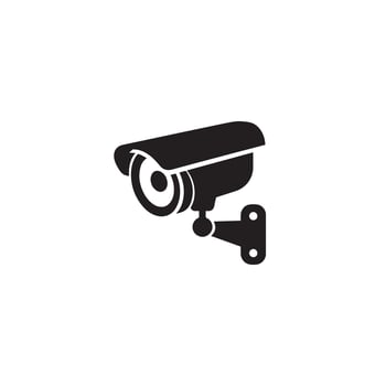 CC camera silhouette. CC TV camera logo, cc camera black icon. vector