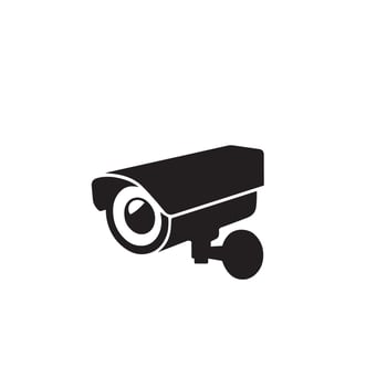 CC camera silhouette. CC TV camera logo, cc camera black icon. vector